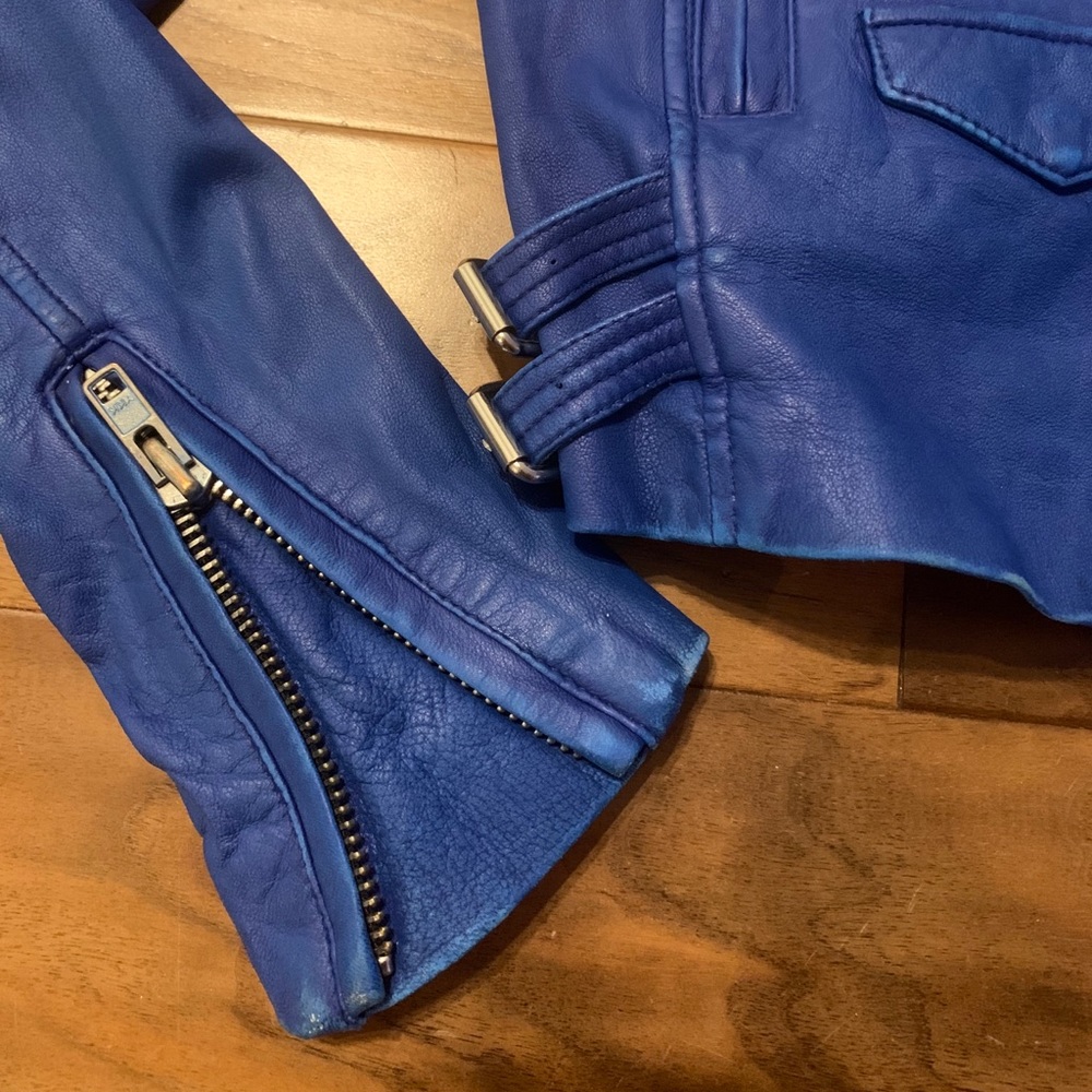 IRO Cobalt Blue Ashville Leather Jacket RARE! 0 - Picture 5 of 8
